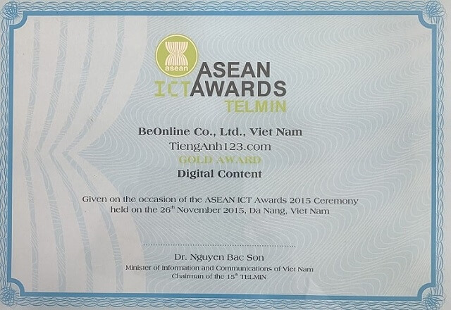 Giải Nhất ASEAN về nội dung bài giảng số
